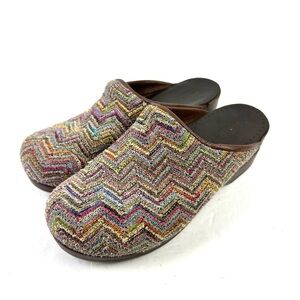 Sanita Clogs 39 Colorful Knit Mule Slip On Shoes Danish Design Womens